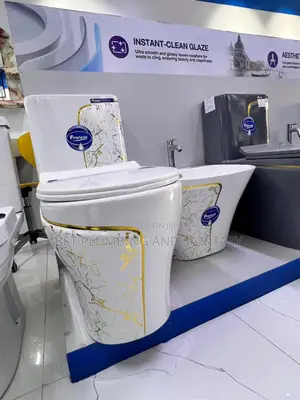 Gold and White Water Closet(Wc) Combine Hanging Hand_wash_basin