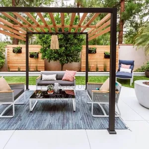 Lars( 8’X8’ Ft )Pergola With Solid Slats Black