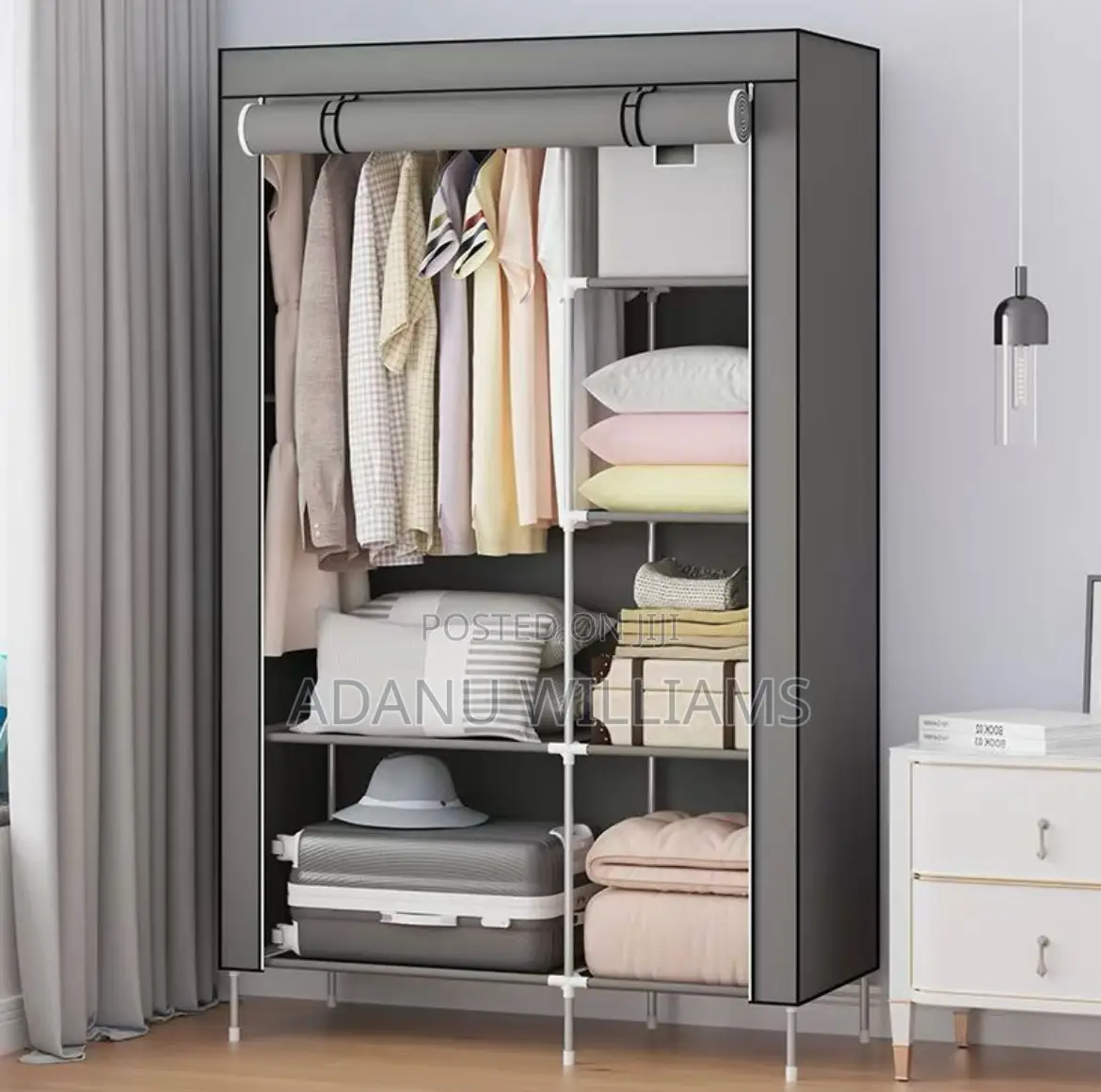 Portable Clothes Storage Wardrobe (2in1)