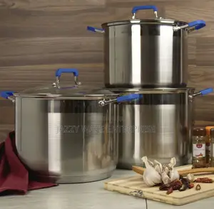Big Size Stainless Steel Cookware Silver Set