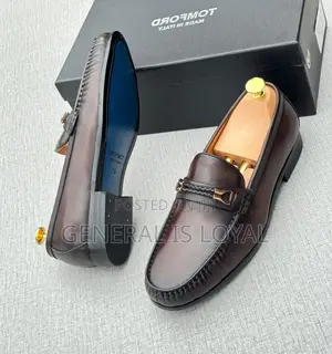 Tomford  Men Leather Coffee Loafers Shoe