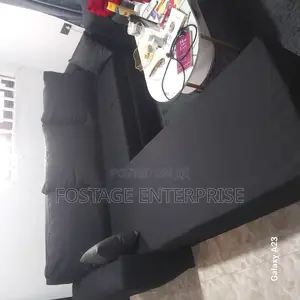 Durable Black L Shape Sofa 7 Seater