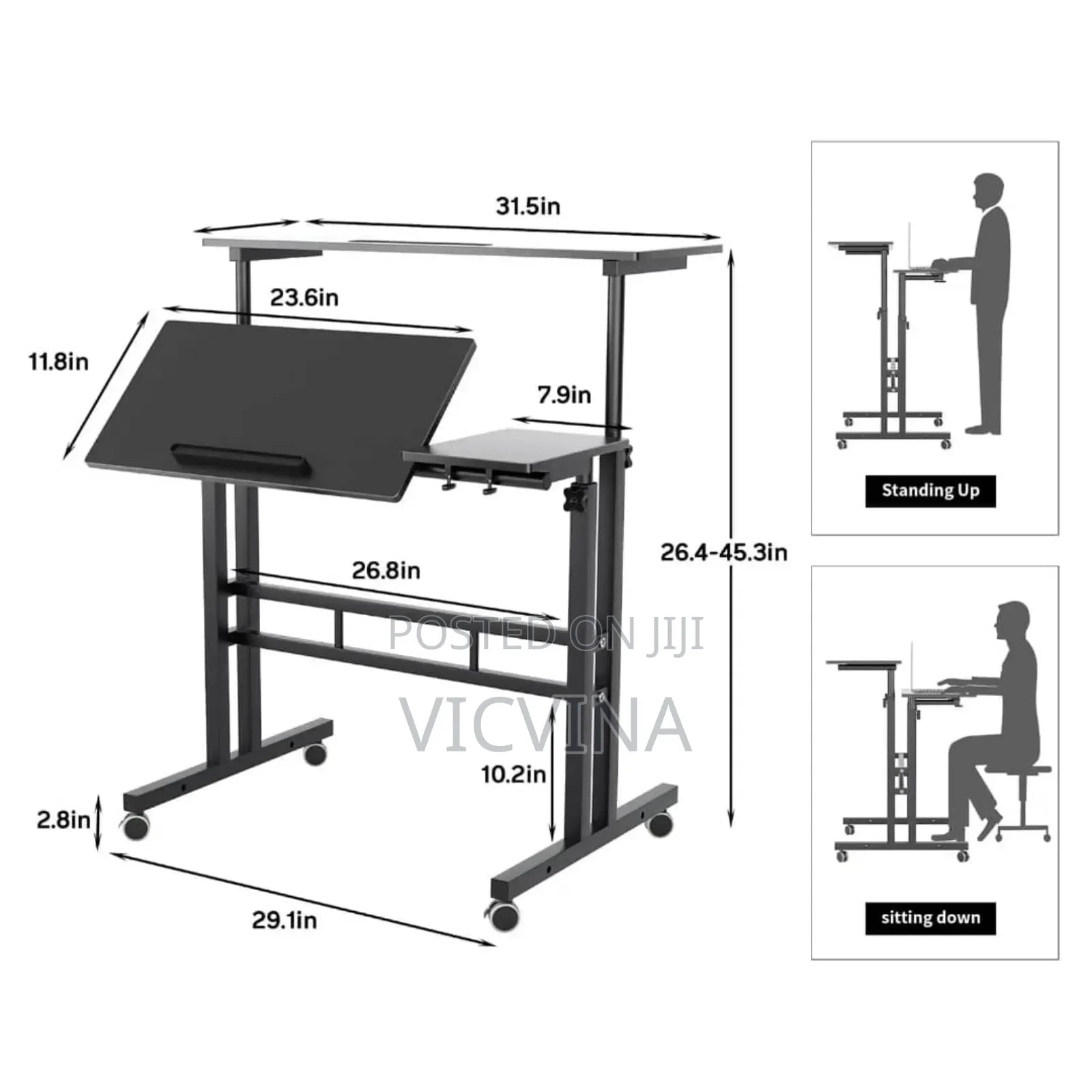 Manual Sit and Stand Height Adjustable Desk