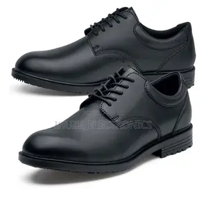 Cambridge Slip Resistant Black Leather Mens Dress Shoe for Work
