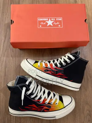Conver All Star Flame High Top Sneakers - Black & Red