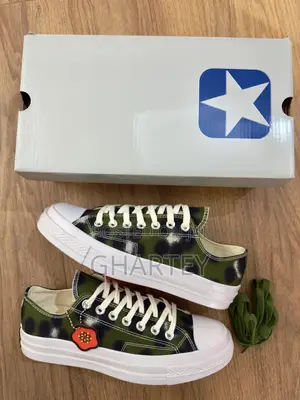 Green Tie-dye Rebel: Custom Converse With Poppy Charm