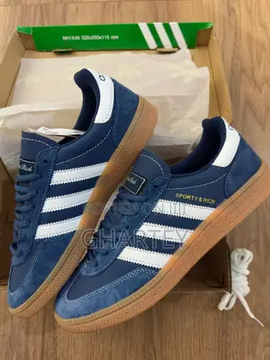 Blue Adidas X Sporty & Rich Suede Samba Sneakers