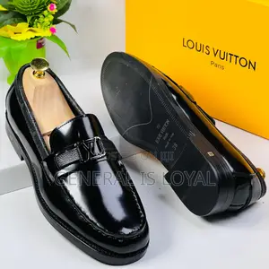 Louis Vuitton Black Mirror Leather Men Loafers Shoe