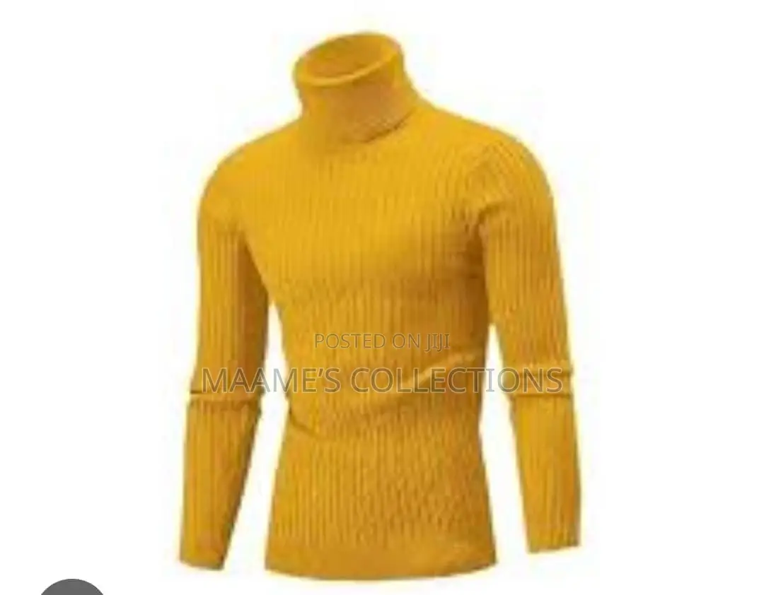 Unisex Solid Thermal Turtleneck Knit Sweater
