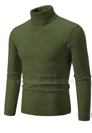 Unisex Solid Thermal Turtleneck Knit Sweater