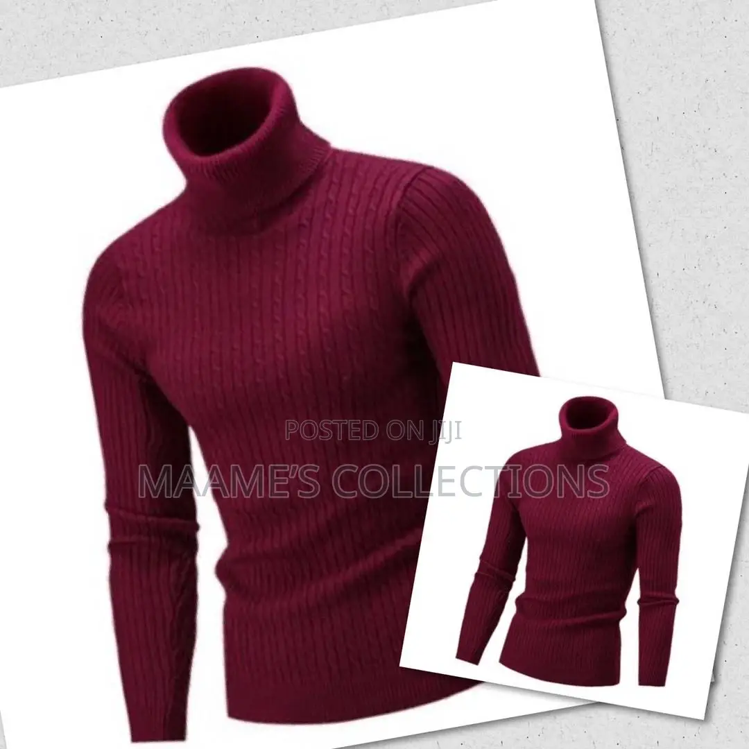 Unisex Solid Thermal Turtleneck Knit Sweater