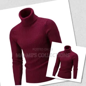 Unisex Solid Thermal Turtleneck Knit Sweater