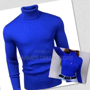 Unisex Solid Thermal Turtleneck Knit Sweater