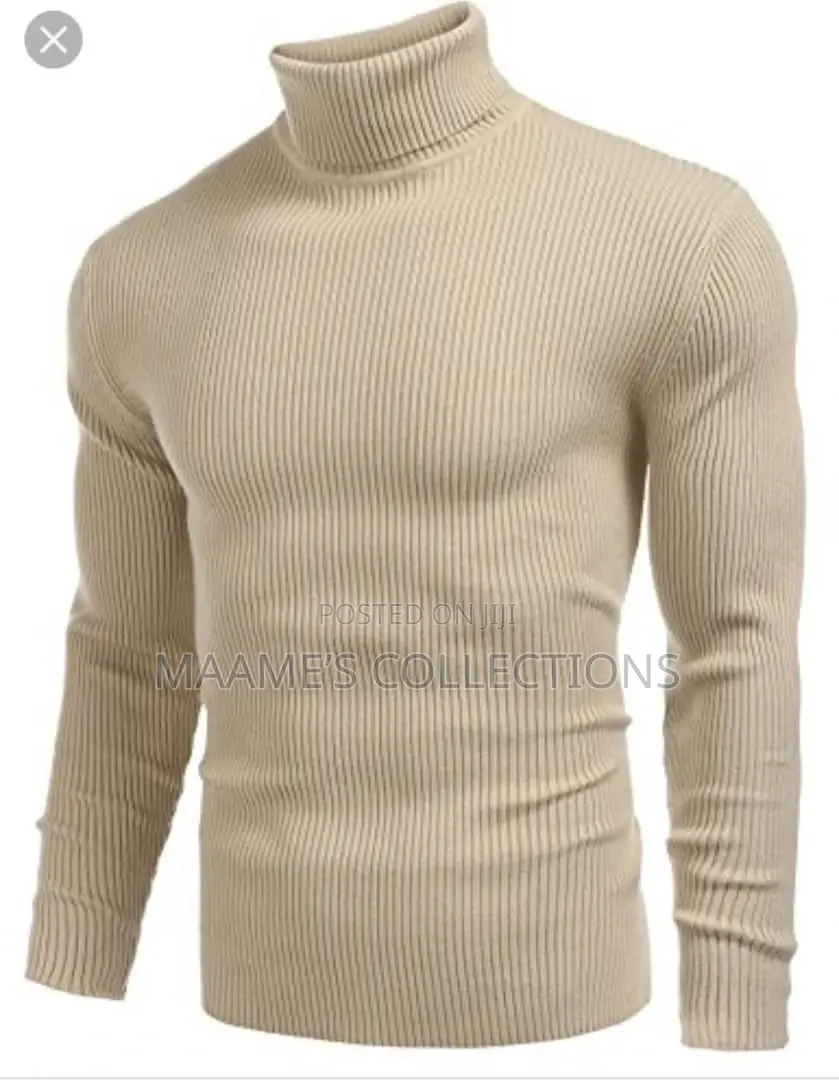 Unisex Solid Thermal Turtleneck Knit Sweater