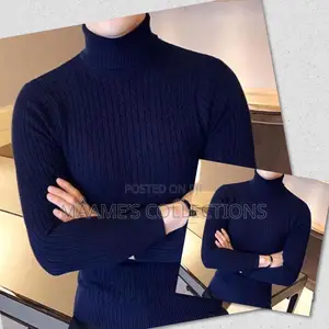 Unisex Solid Thermal Turtleneck Knit Sweater