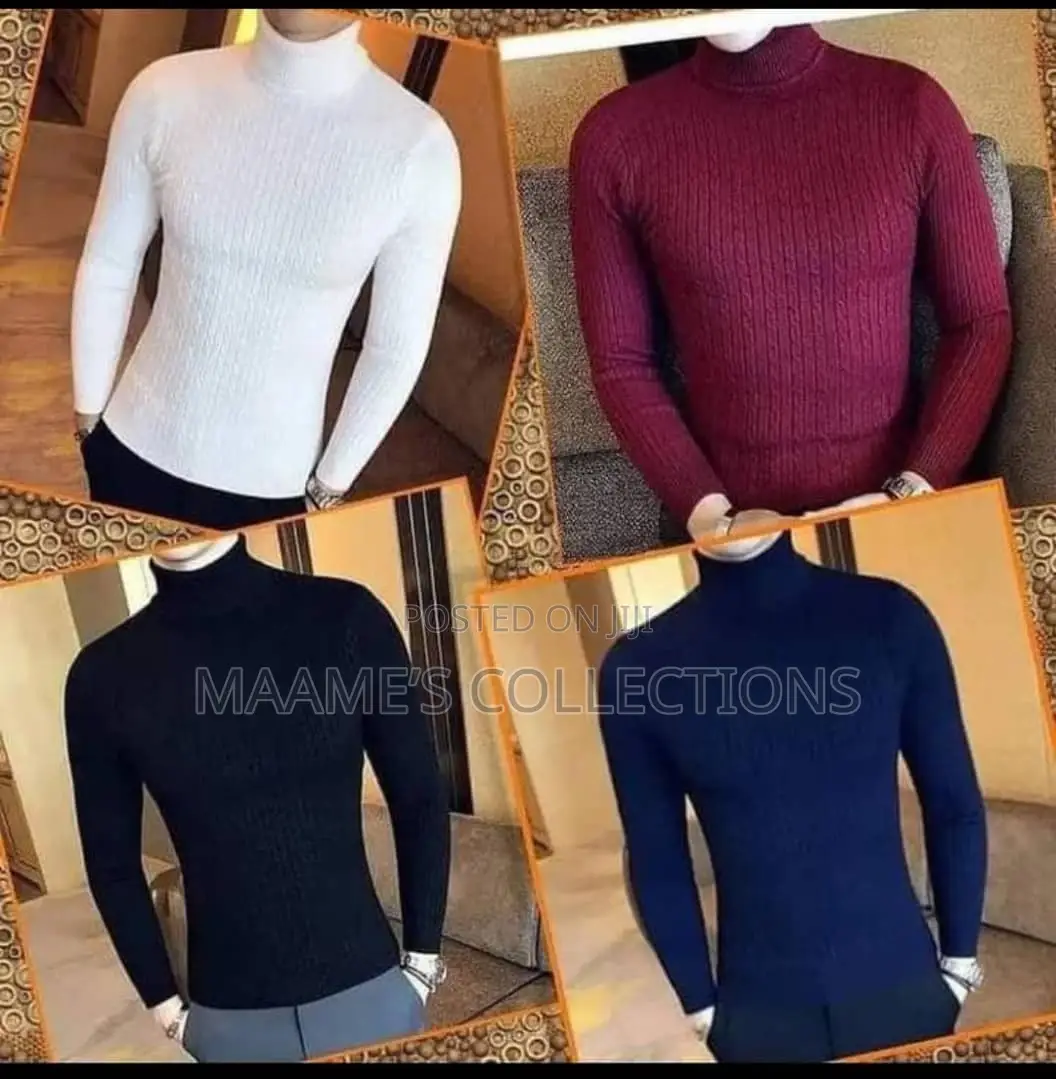 Unisex Solid Thermal Turtleneck Knit Sweater