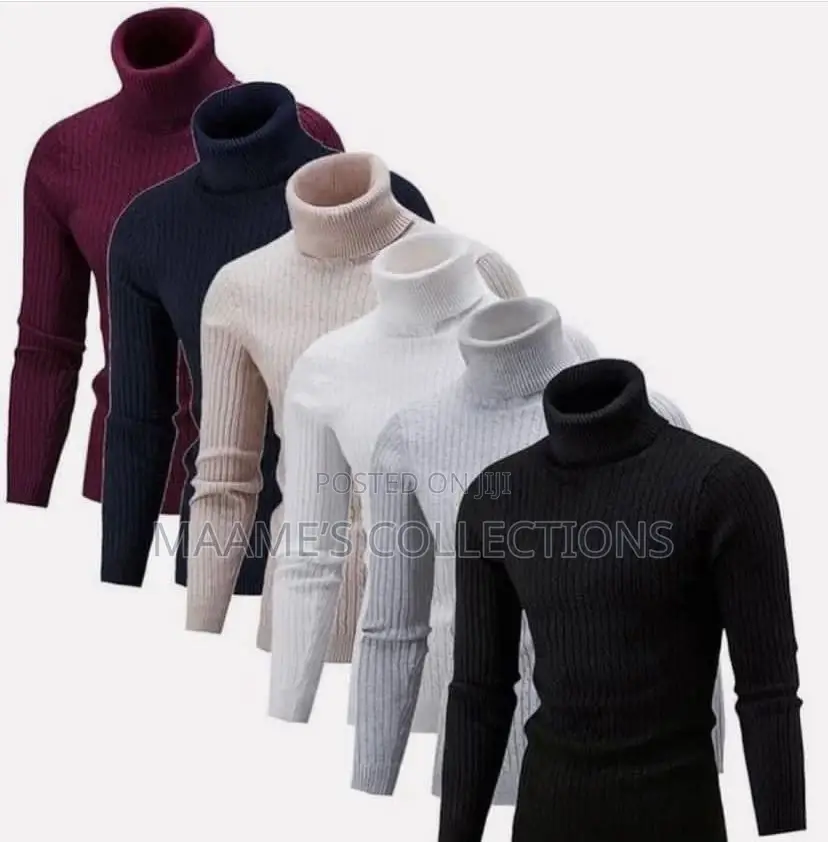 Unisex Solid Thermal Turtleneck Knit Sweater