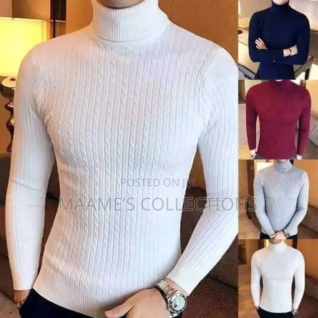 Unisex Solid Thermal Turtleneck Knit Sweater