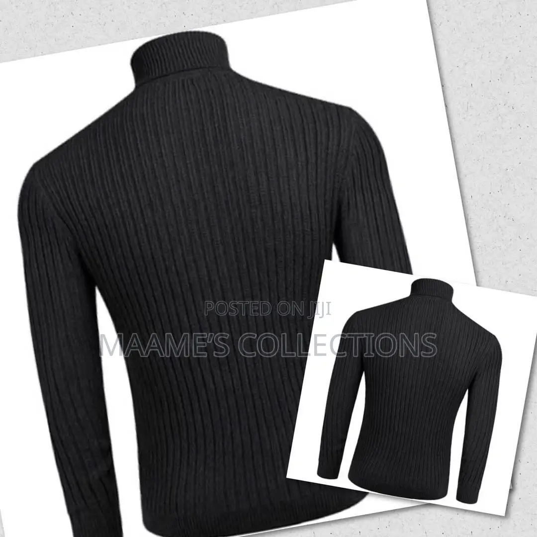 Unisex Solid Thermal Turtleneck Knit Sweater