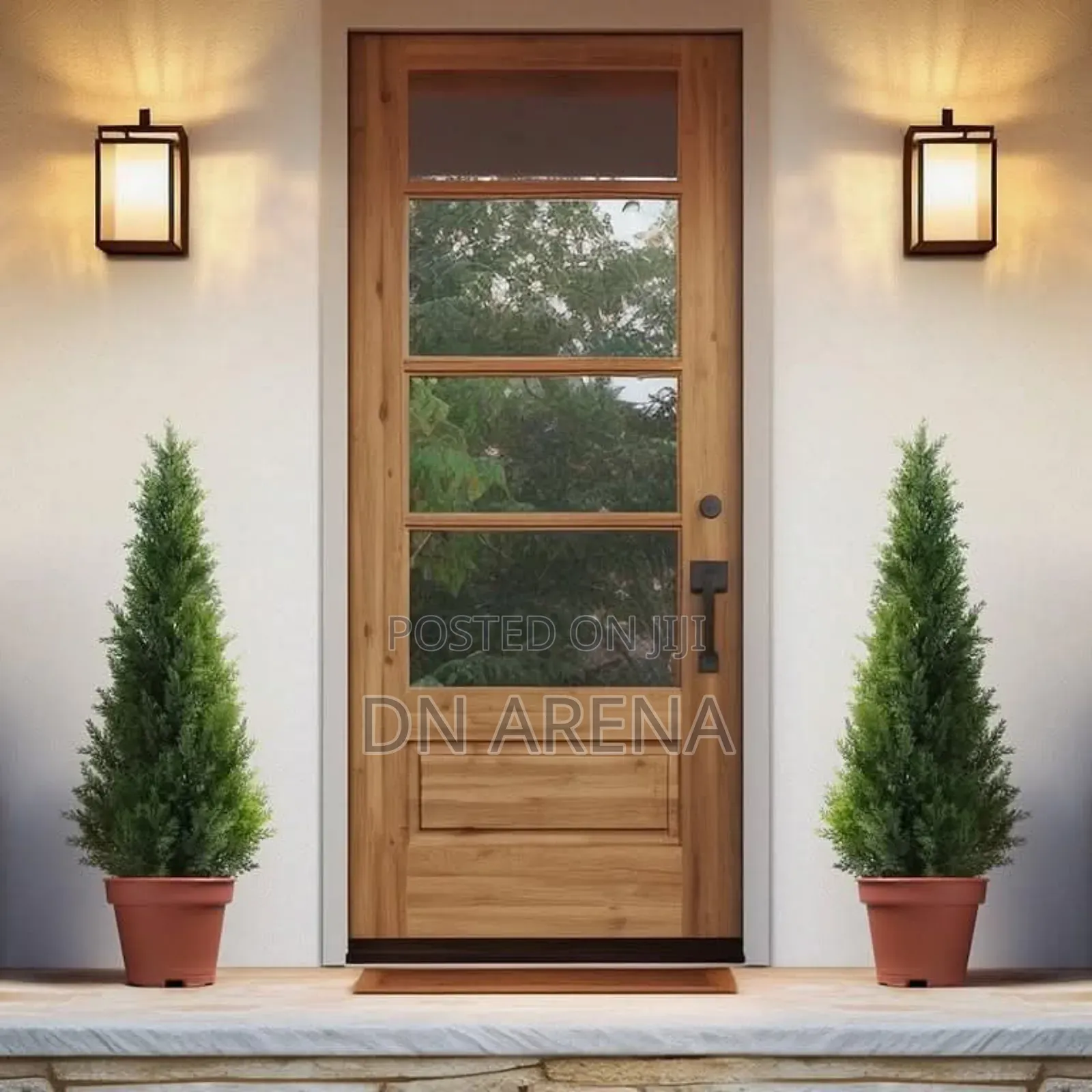 Set of Two Faux Cedar in Pot, Fake Uv Rated Potted Artificial Plant