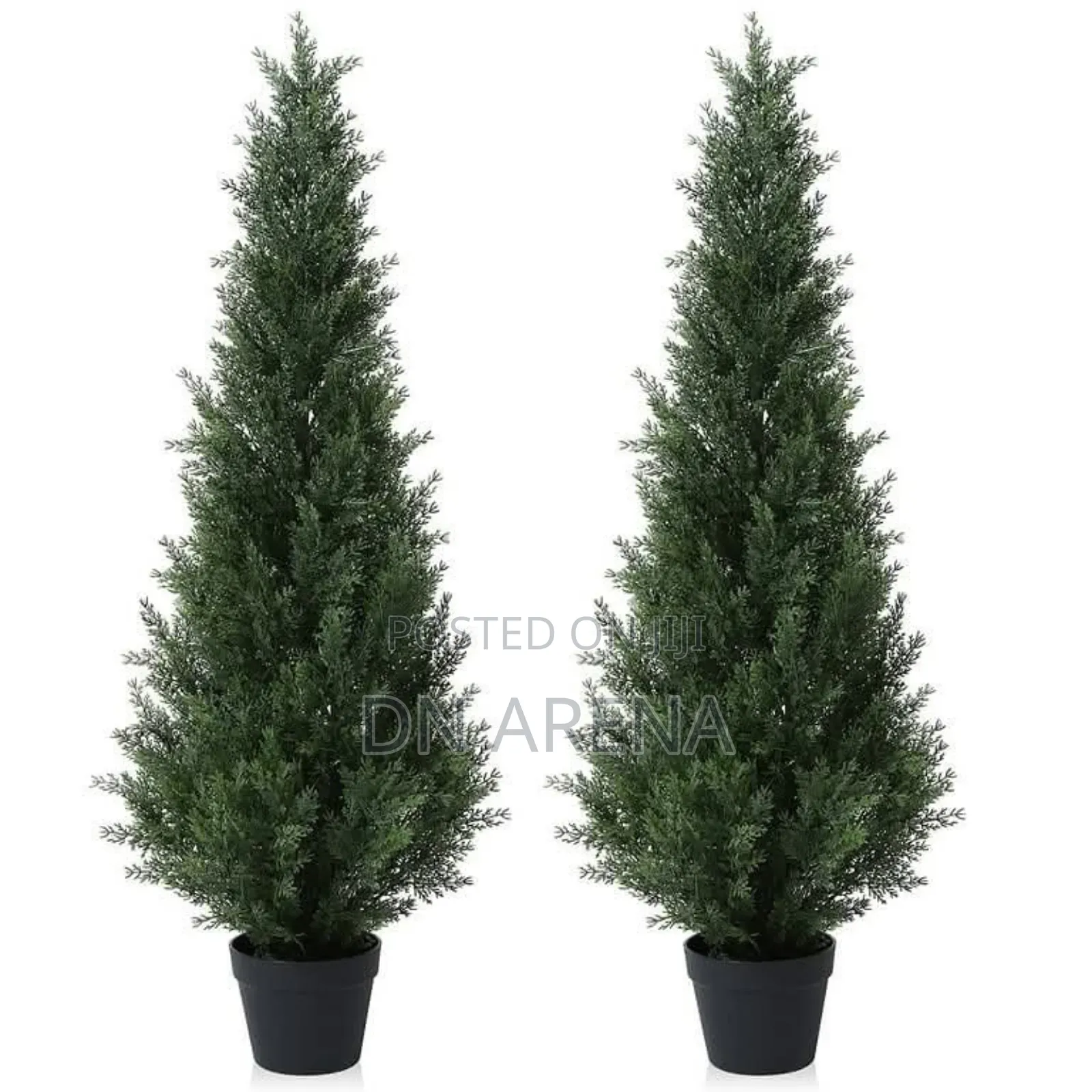 Set of Two Faux Cedar in Pot, Fake Uv Rated Potted Artificial Plant