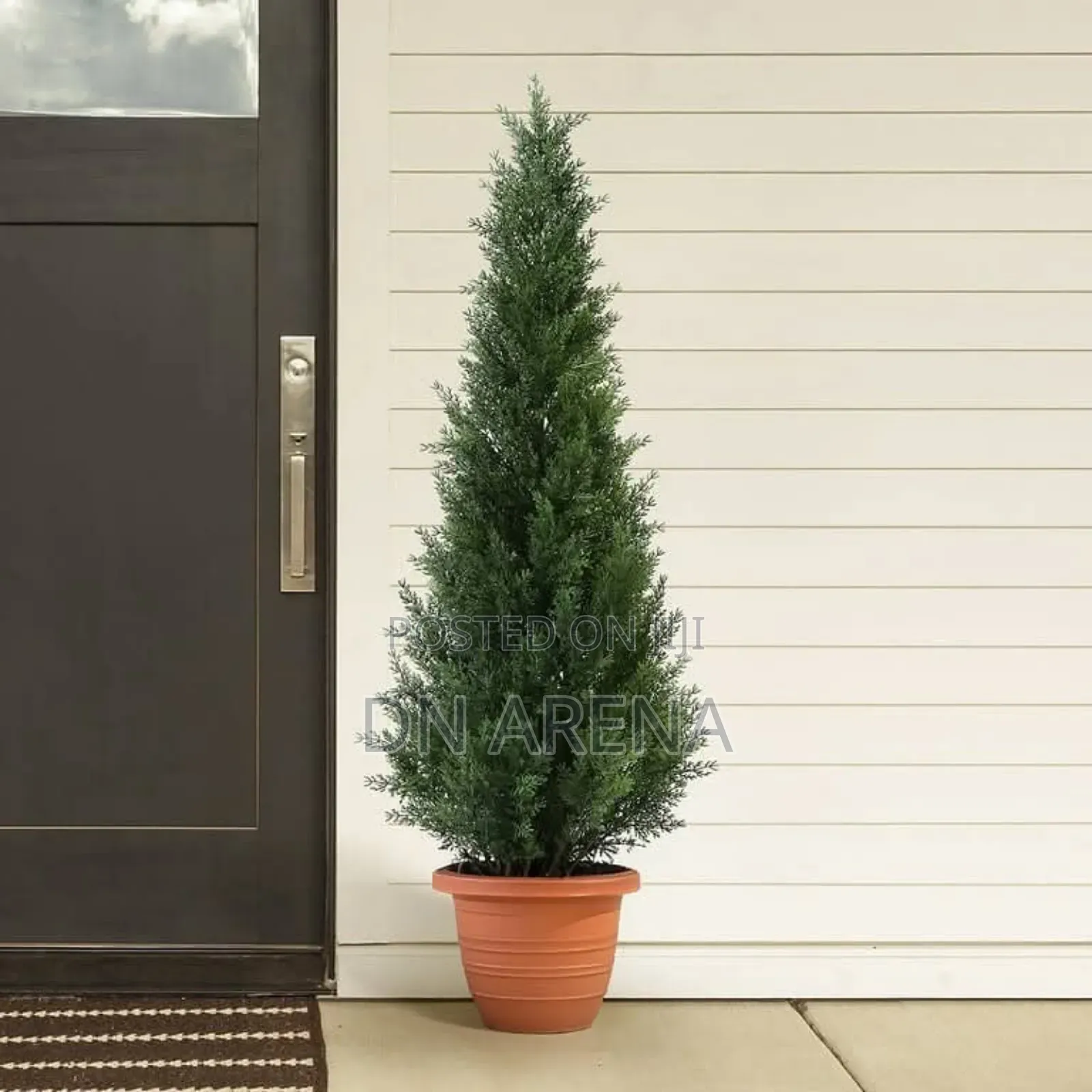 Set of Two Faux Cedar in Pot, Fake Uv Rated Potted Artificial Plant