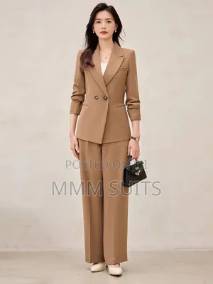 2-Piece Ladies Double-Breasted Suit in Brown Colour