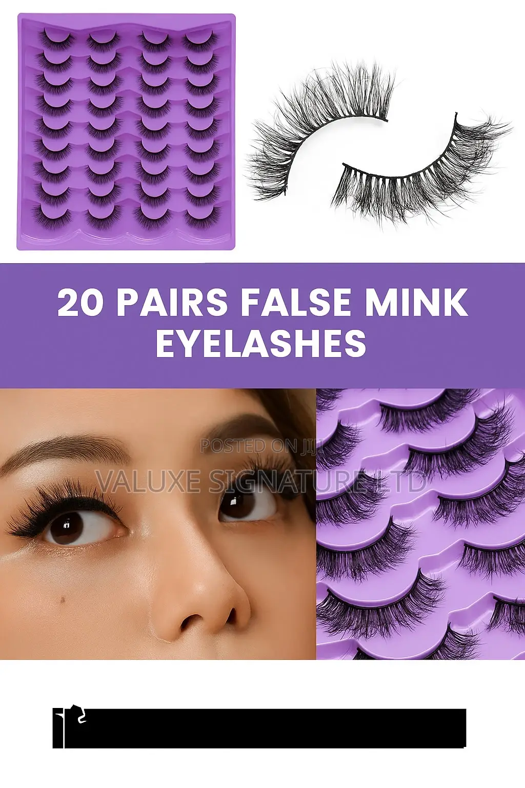 Luxury 3d False Eyelashes – 20 Pairs (Reusable Lightweight)