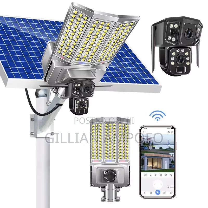 2way Audio High Quality 4gdual Lens Solar Street Light Camera Sensor