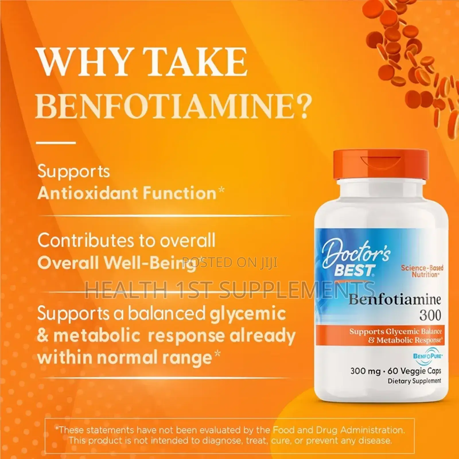 Benfotiamine 300mg, Nerve Damage Blood Sugar Health, 60 Veggie Caps
