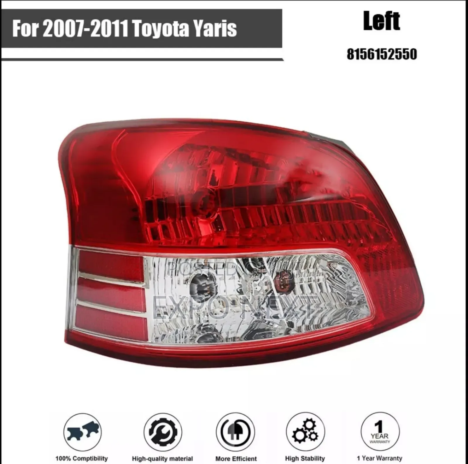 Tail Light  Fit For Toyota Yaris 2007-2011 Sedan Driver Left Side