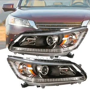 Honda Accord Sedan 2013-2015  Headlights Black Housing Pair