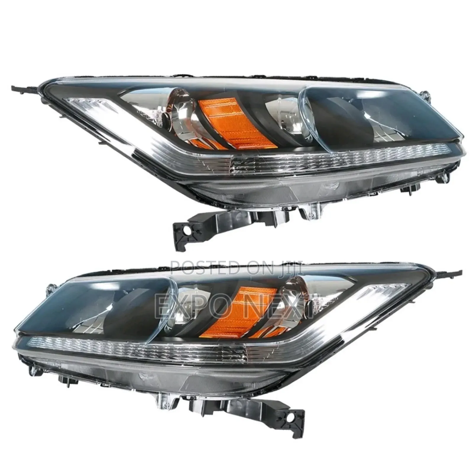 Honda Accord Sedan 2013-2015  Headlights Black Housing Pair