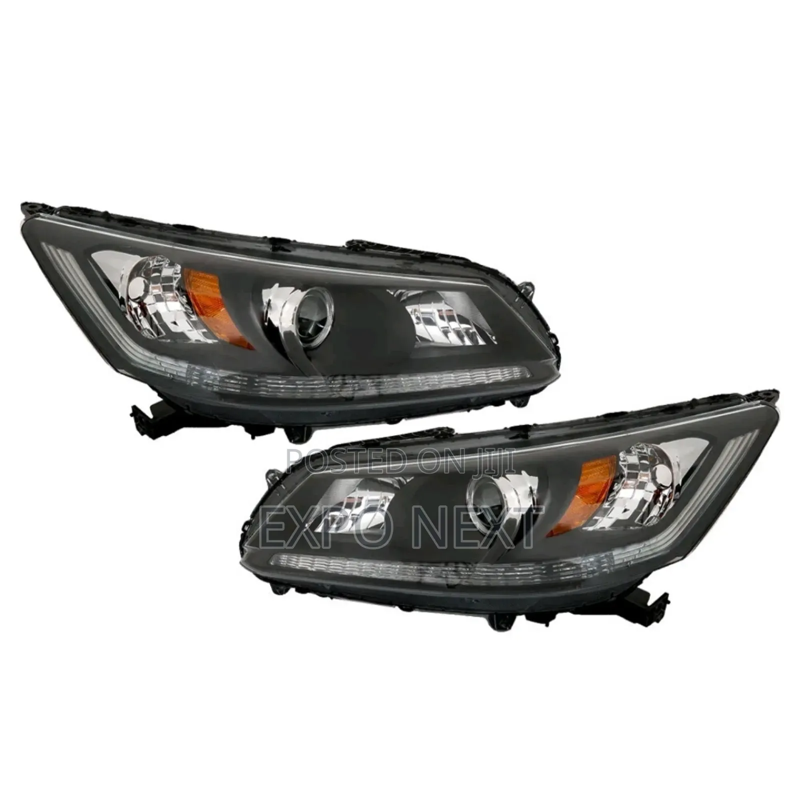 Honda Accord Sedan 2013-2015  Headlights Black Housing Pair