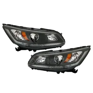 Honda Accord Sedan 2013-2015  Headlights Black Housing Pair
