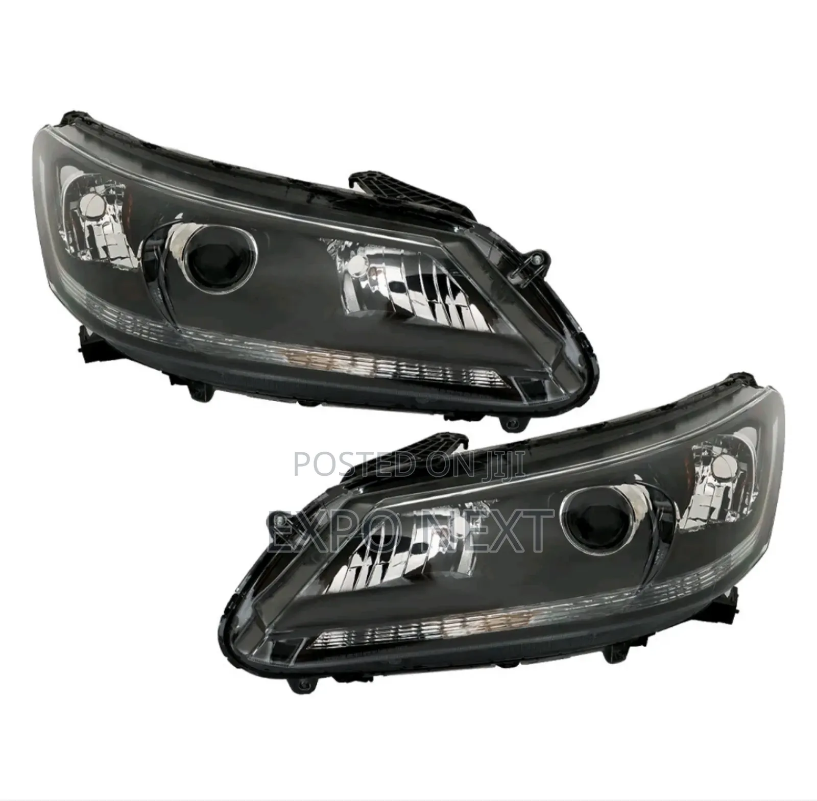 Honda Accord Sedan 2013-2015  Headlights Black Housing Pair