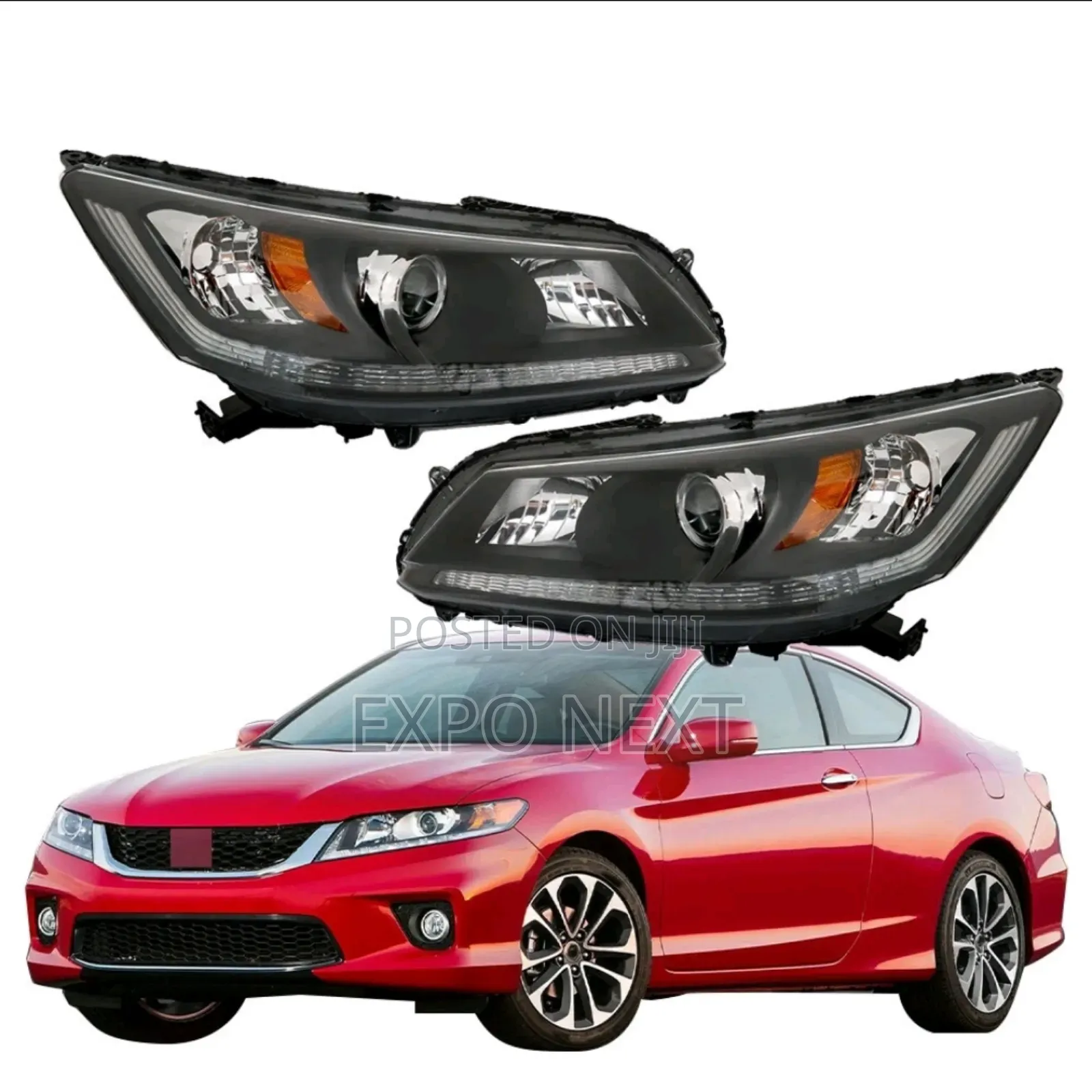 Honda Accord Sedan 2013-2015  Headlights Black Housing Pair