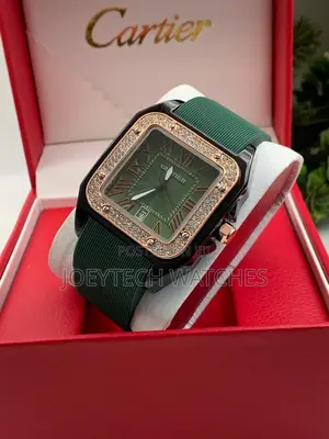 Green and Blue Silicone Strap Cartier Watch
