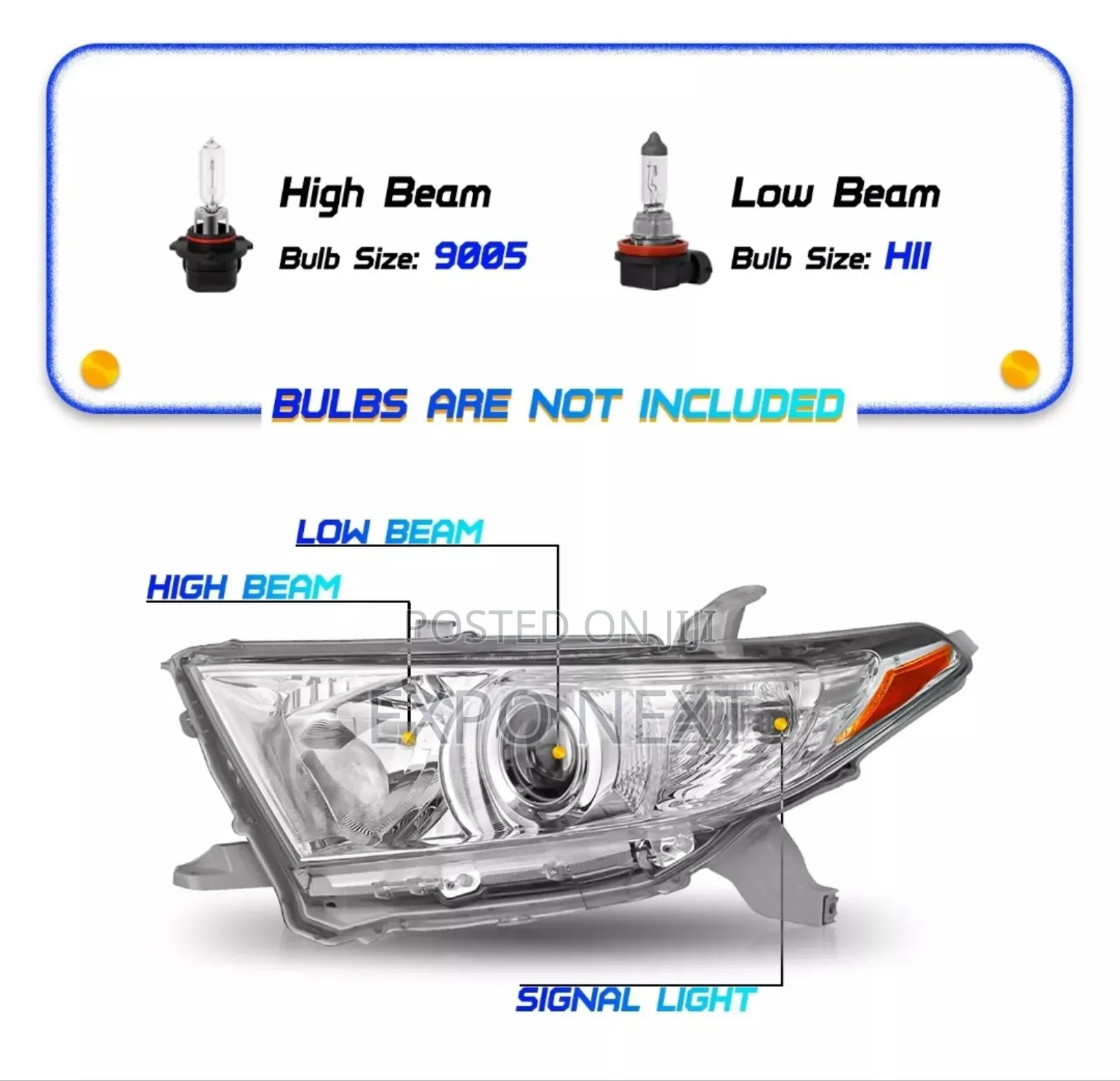 Headlights 2011-2013 Toyota Highlander Chrome Pair