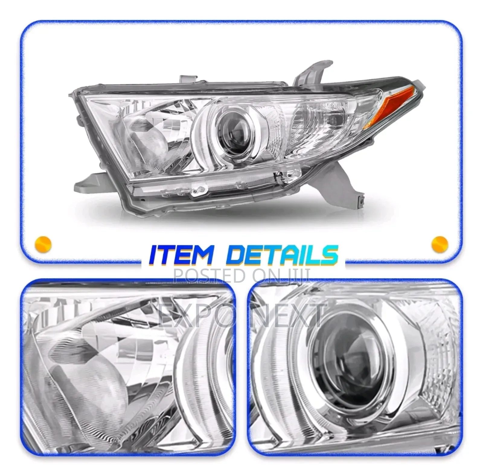 Headlights 2011-2013 Toyota Highlander Chrome Pair