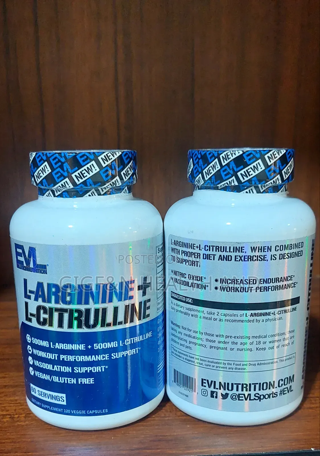 L-Arginine + L-Citrulline, 120 Veggie Caps( Nitric Oxide) Blood Flow