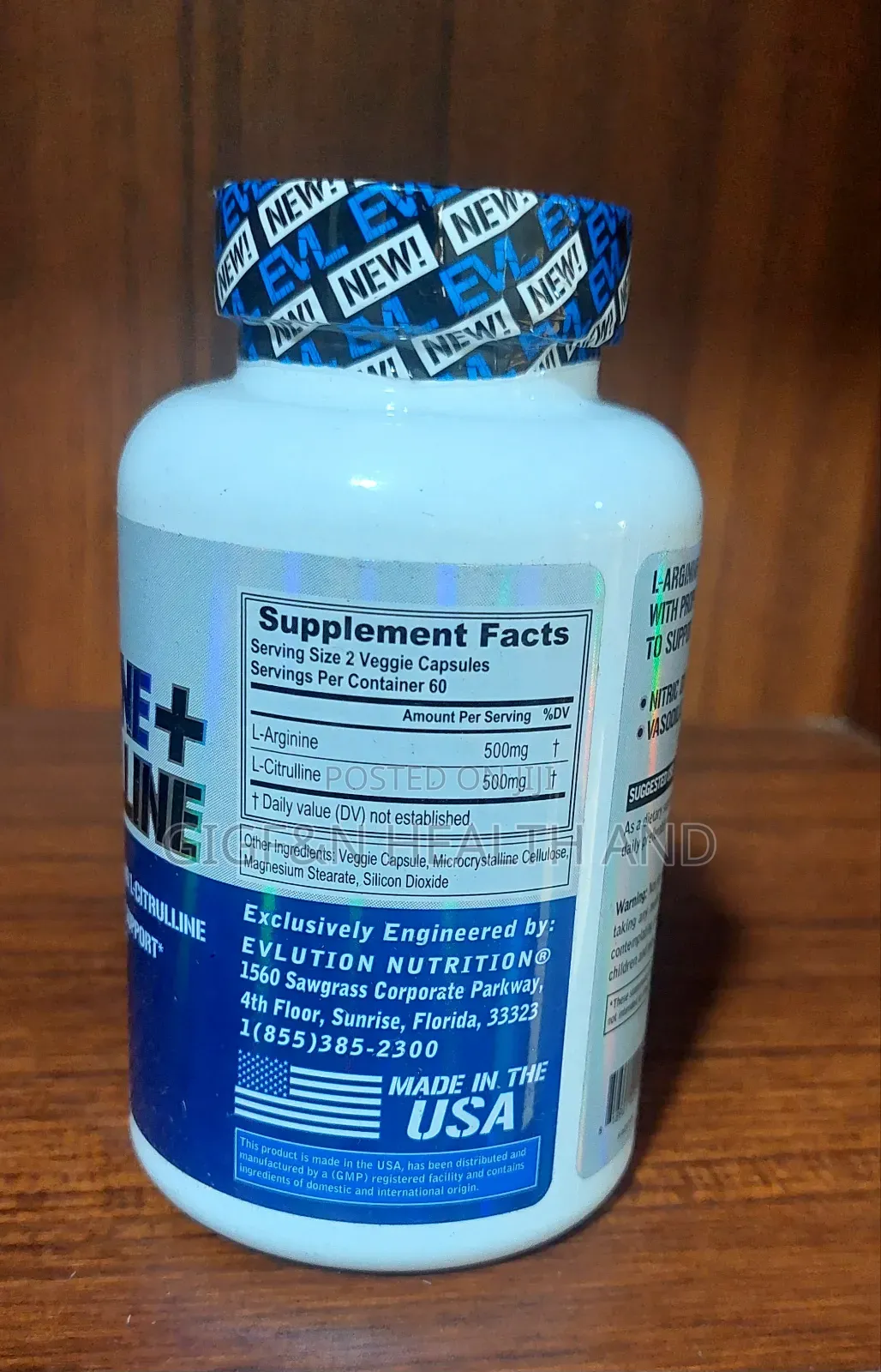 L-Arginine + L-Citrulline, 120 Veggie Caps( Nitric Oxide) Blood Flow