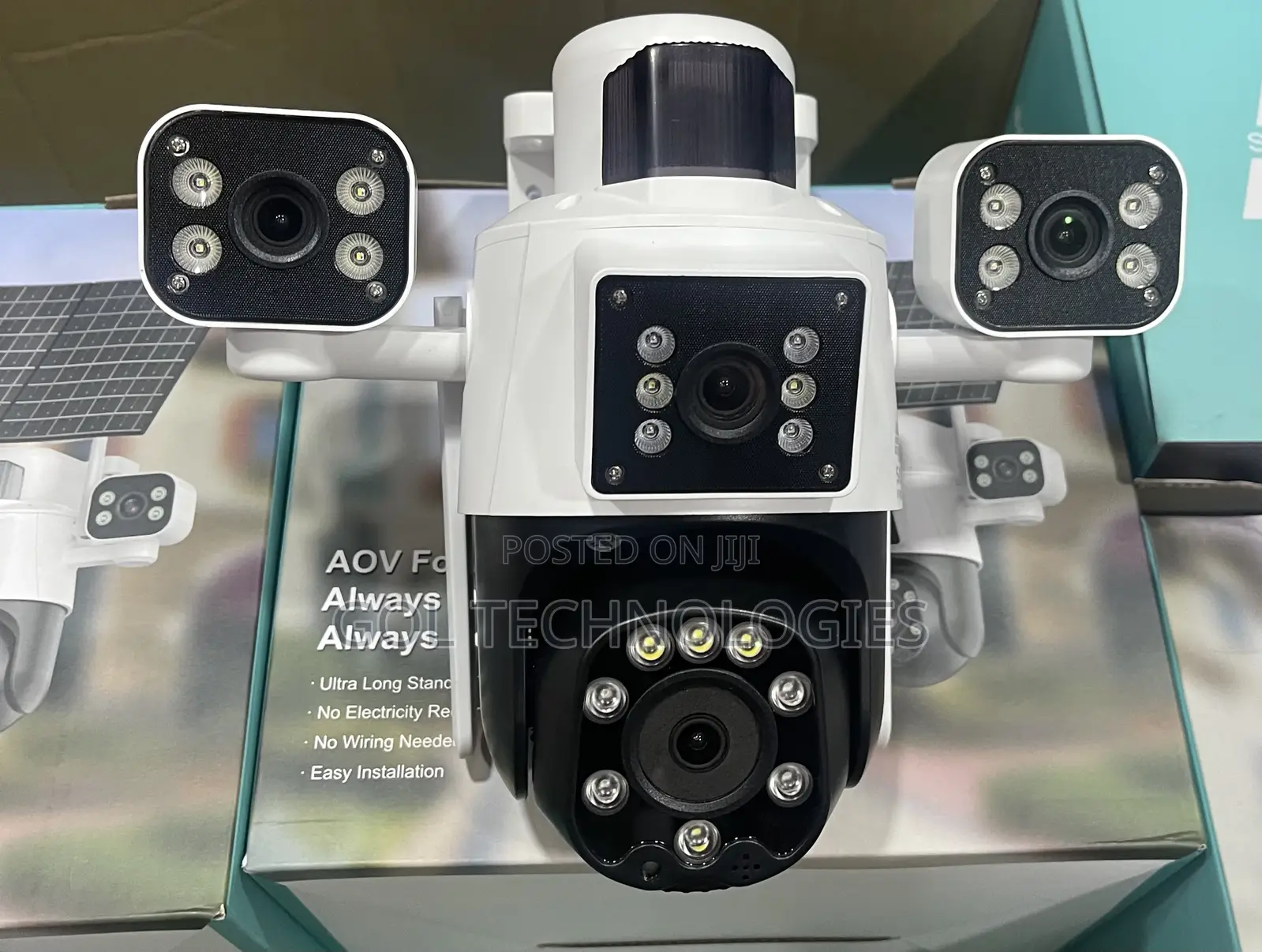 Solar Camera 4 Lens Adjustable 4g Camera With Motion Detector + 64gb