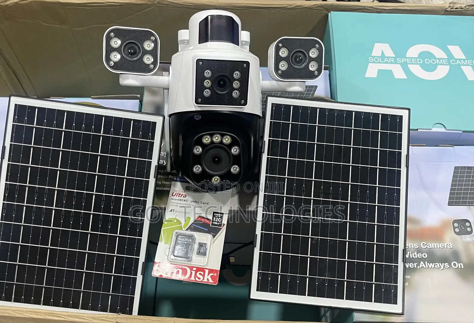 Solar Camera 4 Lens Adjustable 4g Camera With Motion Detector + 64gb