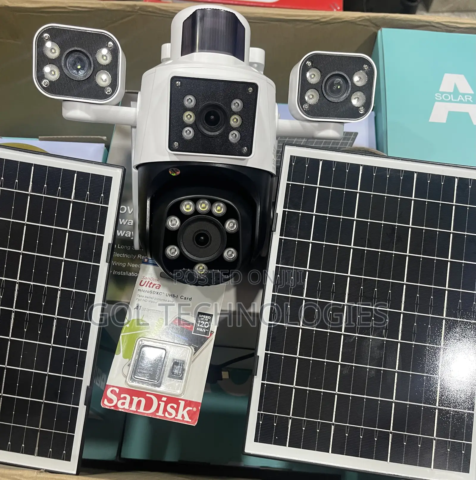 Solar Camera 4 Lens Adjustable 4g Camera With Motion Detector + 64gb