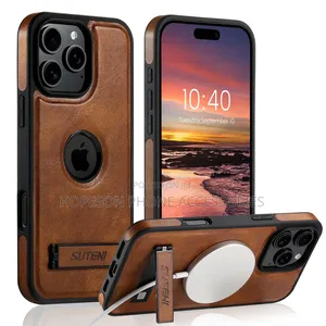 iPhone Leather Case, Magsafe Wireless Charging Support and Kick-Stand