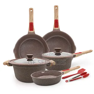 7 PCS Non-Stick Pans Blue Brown