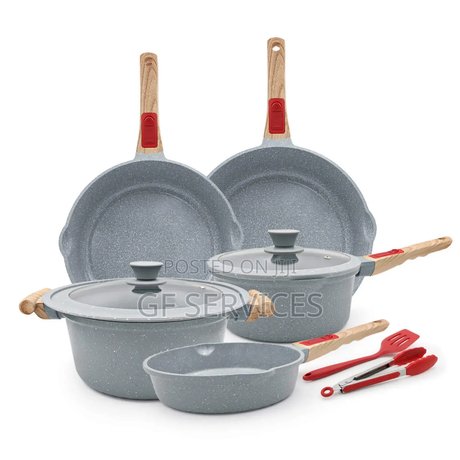 7 PCS Non-Stick Pans Blue Brown