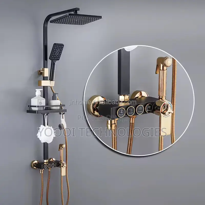 4 In 1 Luxury Gold Black  Shower Mixer