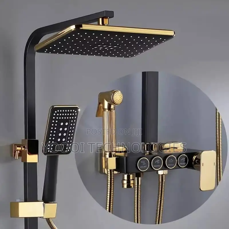 4 In 1 Luxury Gold Black  Shower Mixer